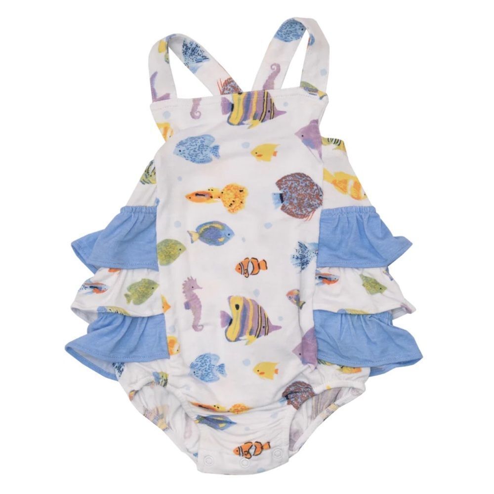 Angel Dear Ruffle Sunsuit, Tropical Reef Fish, Size 6-12 Months NWT